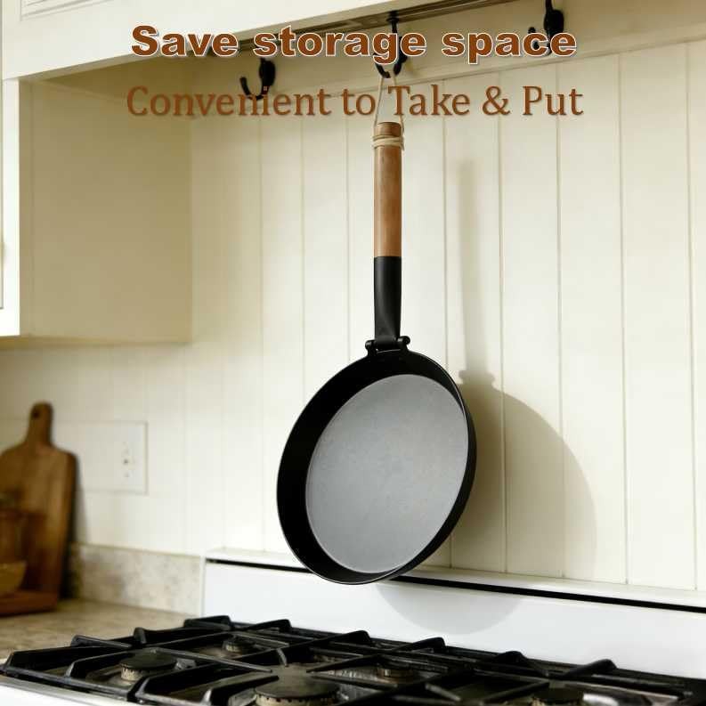 8.2 Inch Cast Iron Pan Folding Detachable Handle Non Stick Skillet Cooking