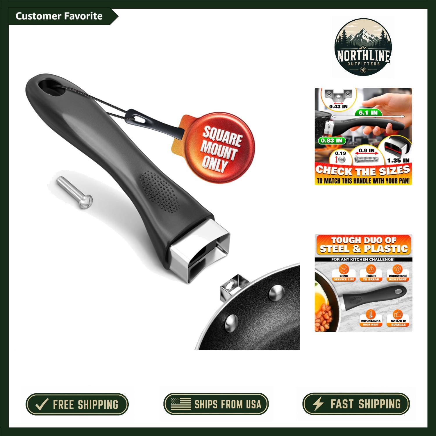 6.1″ Bakelite Pot Handle Replacement – Ergonomic & Heat-Resistant