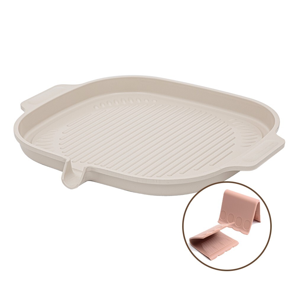 With Molly IH Pastel Ceramic Coating Square Grill Pan With Handle IOVRY