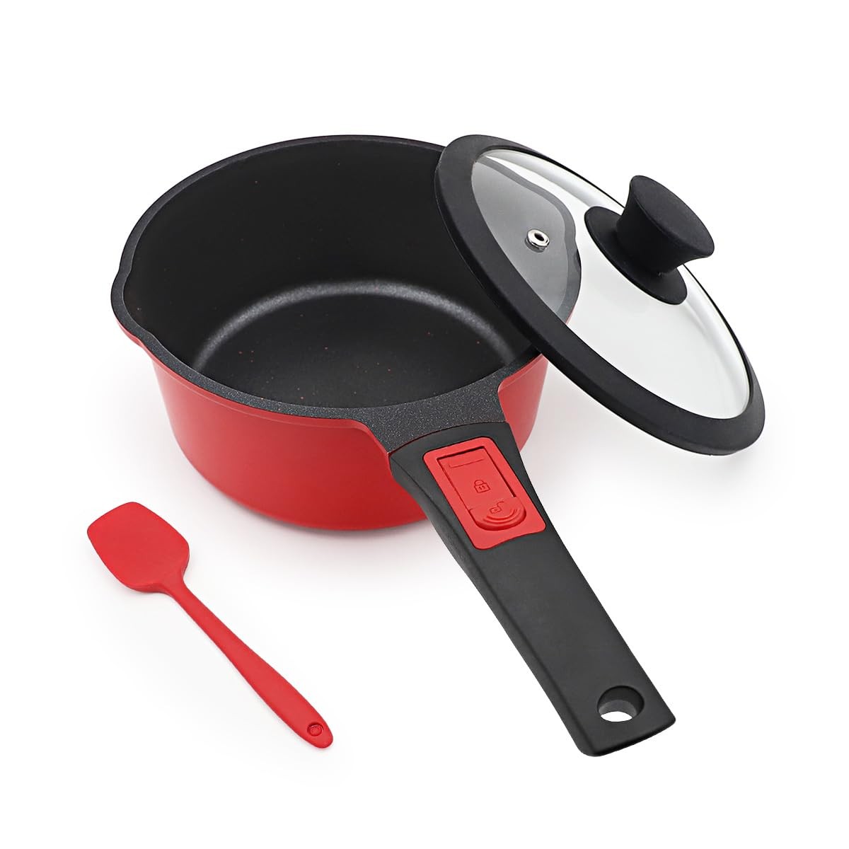 1.5 Qt Small Sauce Pan Lid Non Stick Milk Pot Pour Spout Detachable Handle