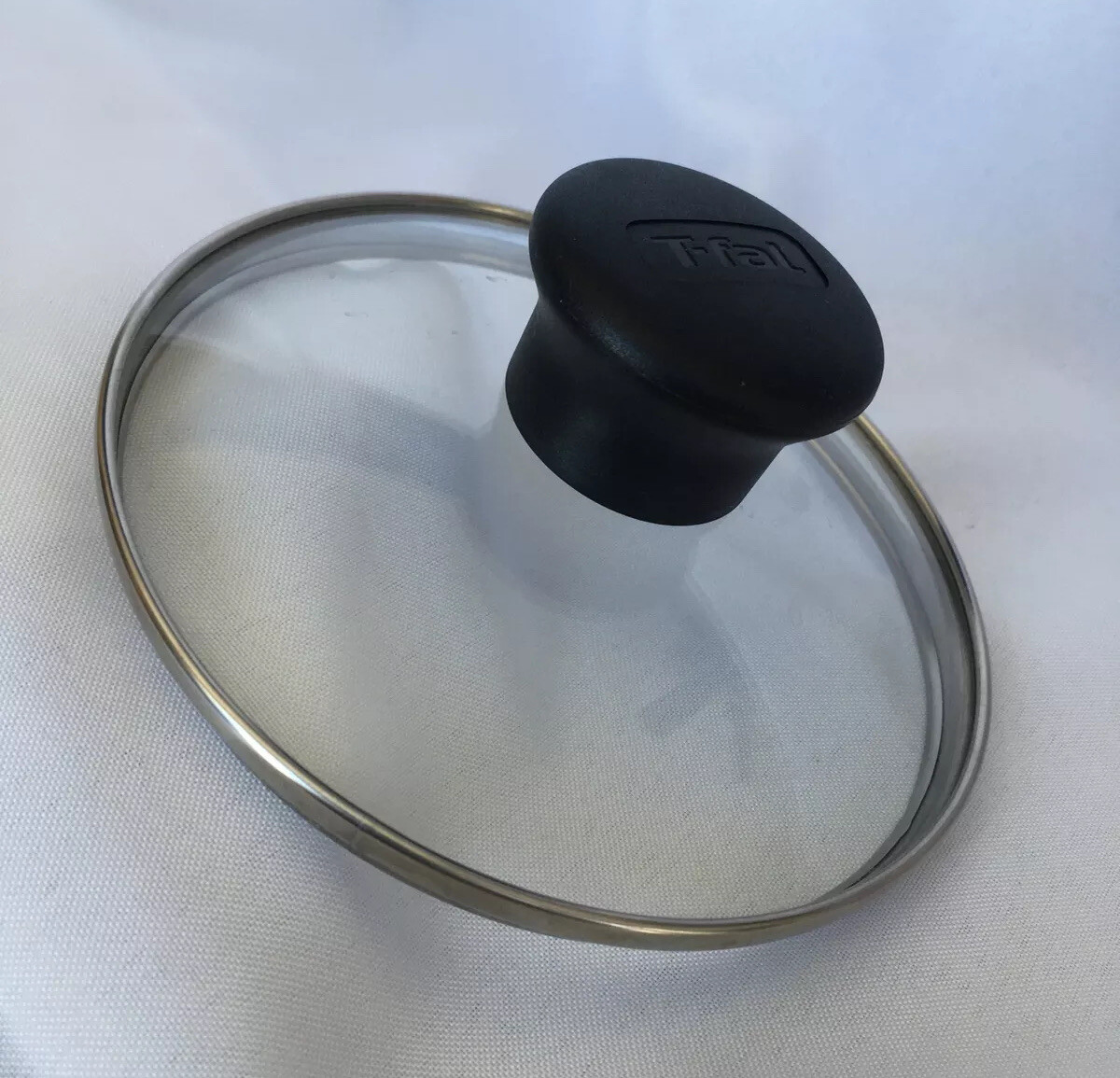 T-Fal Glass Replacement Lid with Vent 5.75 Outer 5.25″ Inner Lip Black Knob