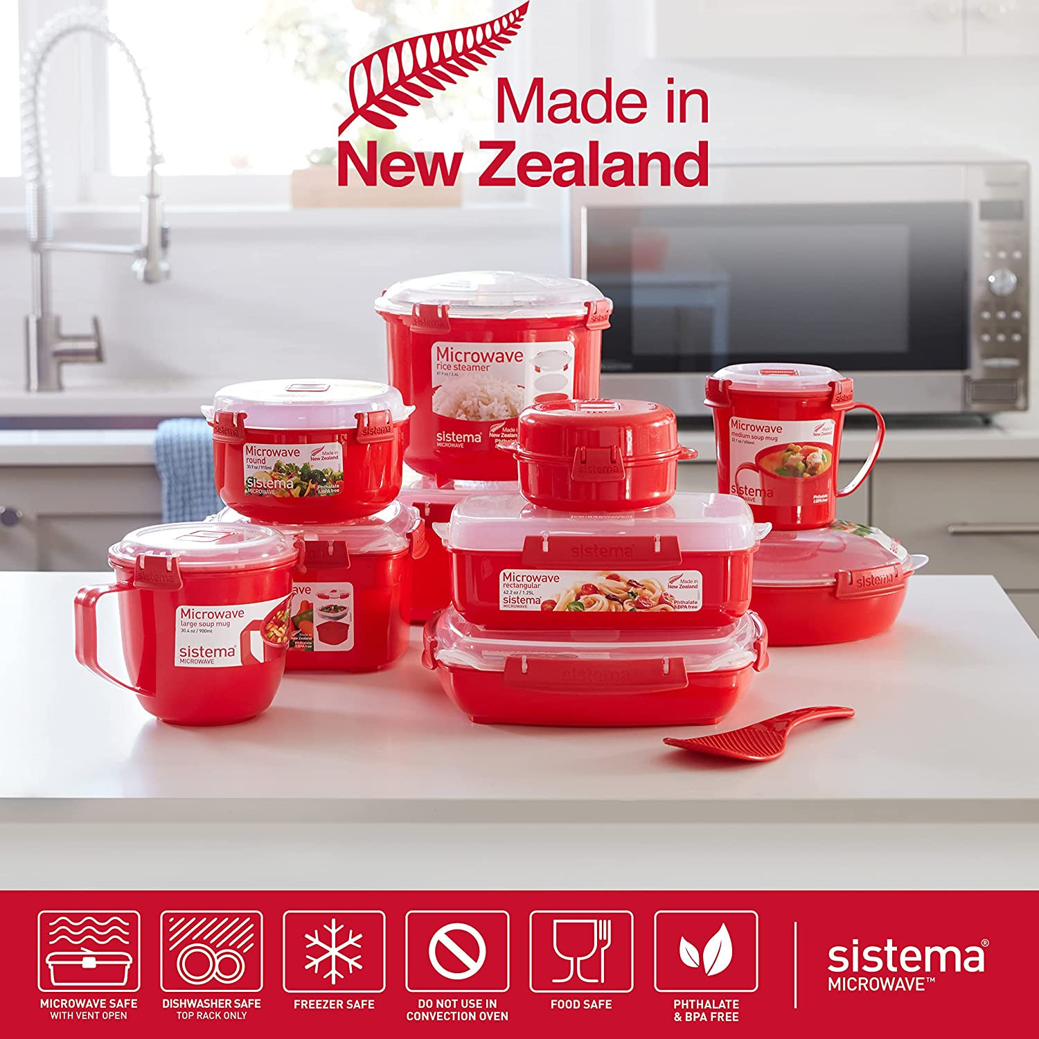 Microwave Food Steamer 3.2L With Basket BPA Free Dishwasher Safe Red Container