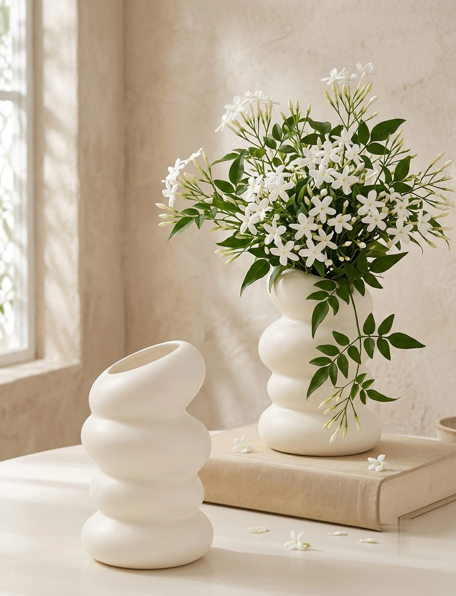 A single pot with a modern bamboo-texture design that looks like ceramic but is