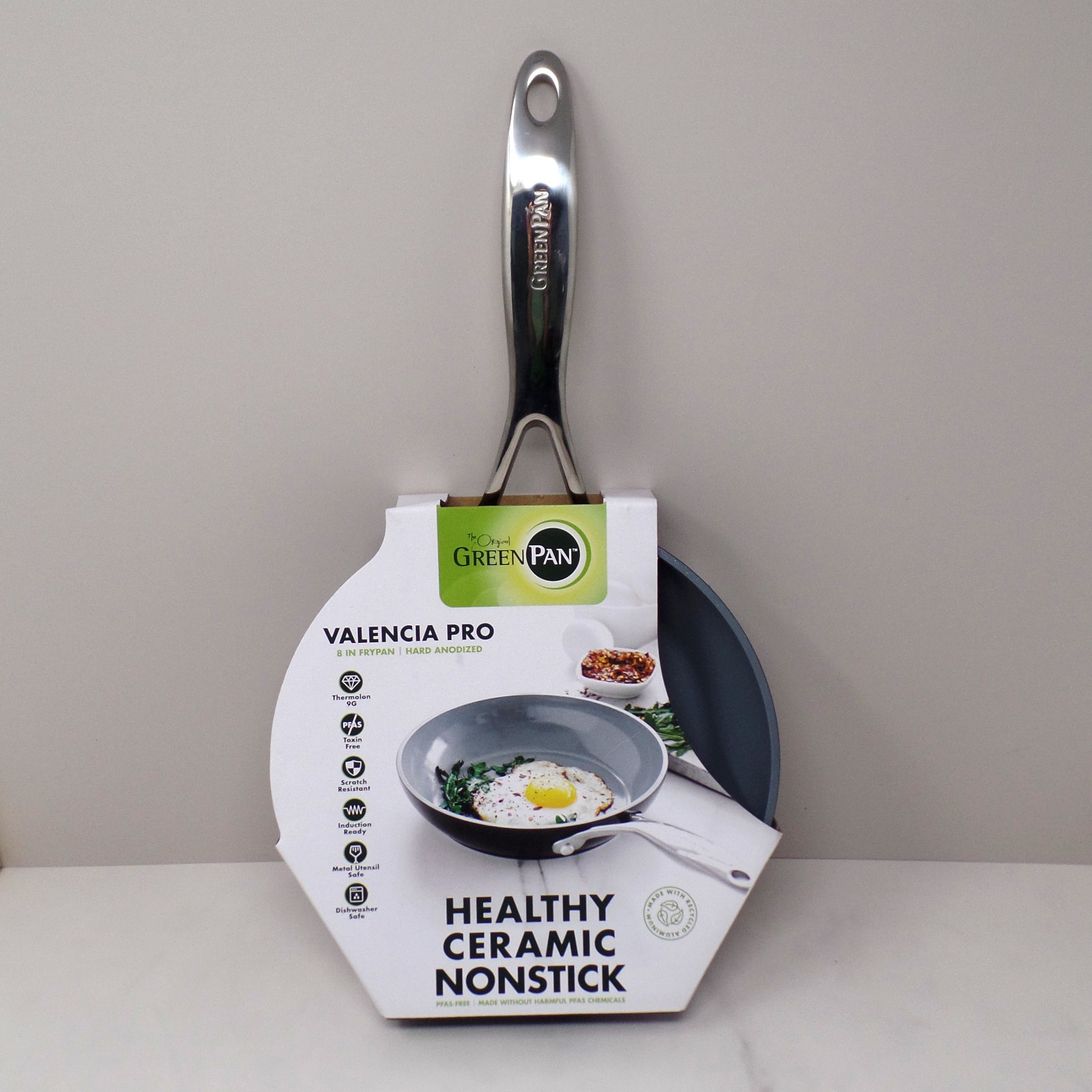 GreenPan Valencia Pro Hard Anodized Ceramic Nonstick 8″ Frying Pan Skillet