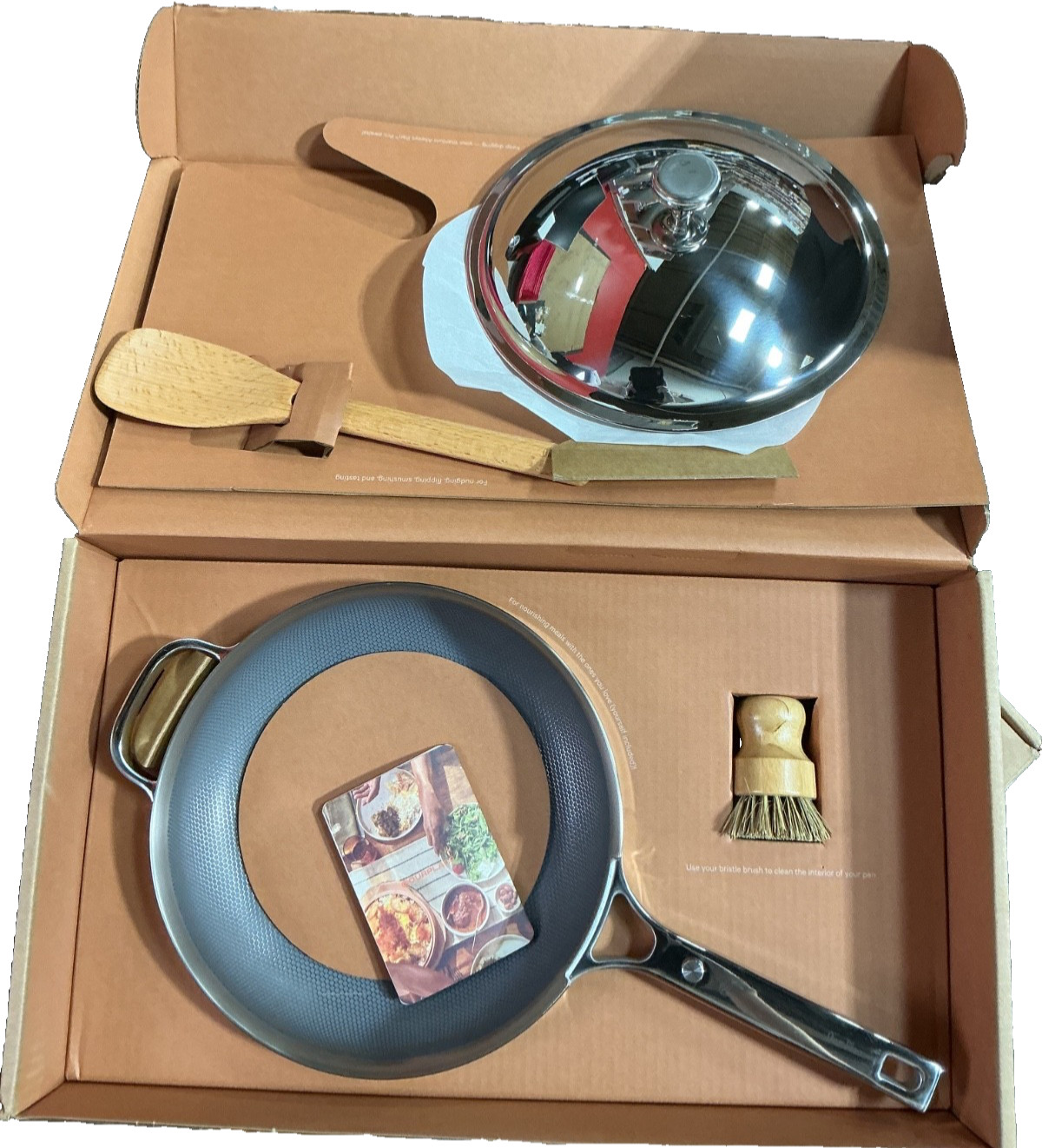 Our Place Titanium Always Pan Pro Chrome 2.8QT / 2.7L 4pc Includes Brush Read