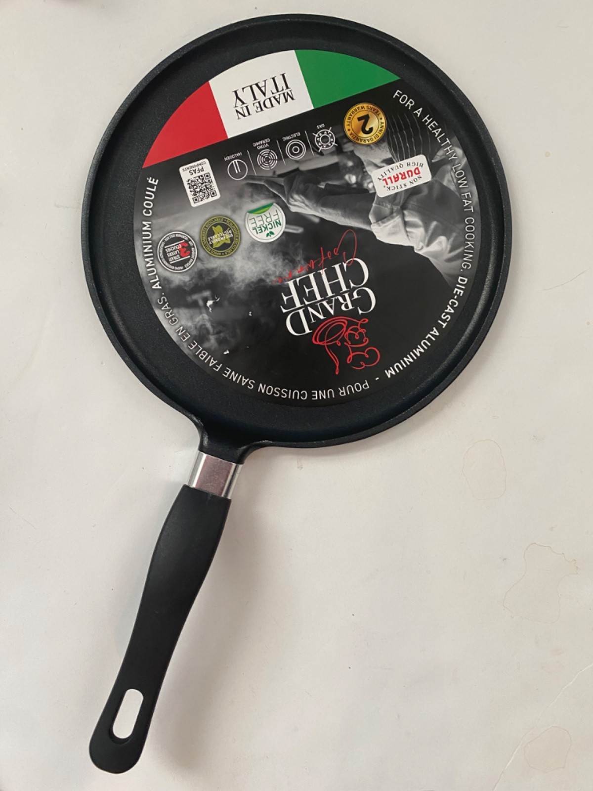 ROCH GUSS Grand Chef Flat Crepe 24 cm 10” Non Stick pan Made in ITALY