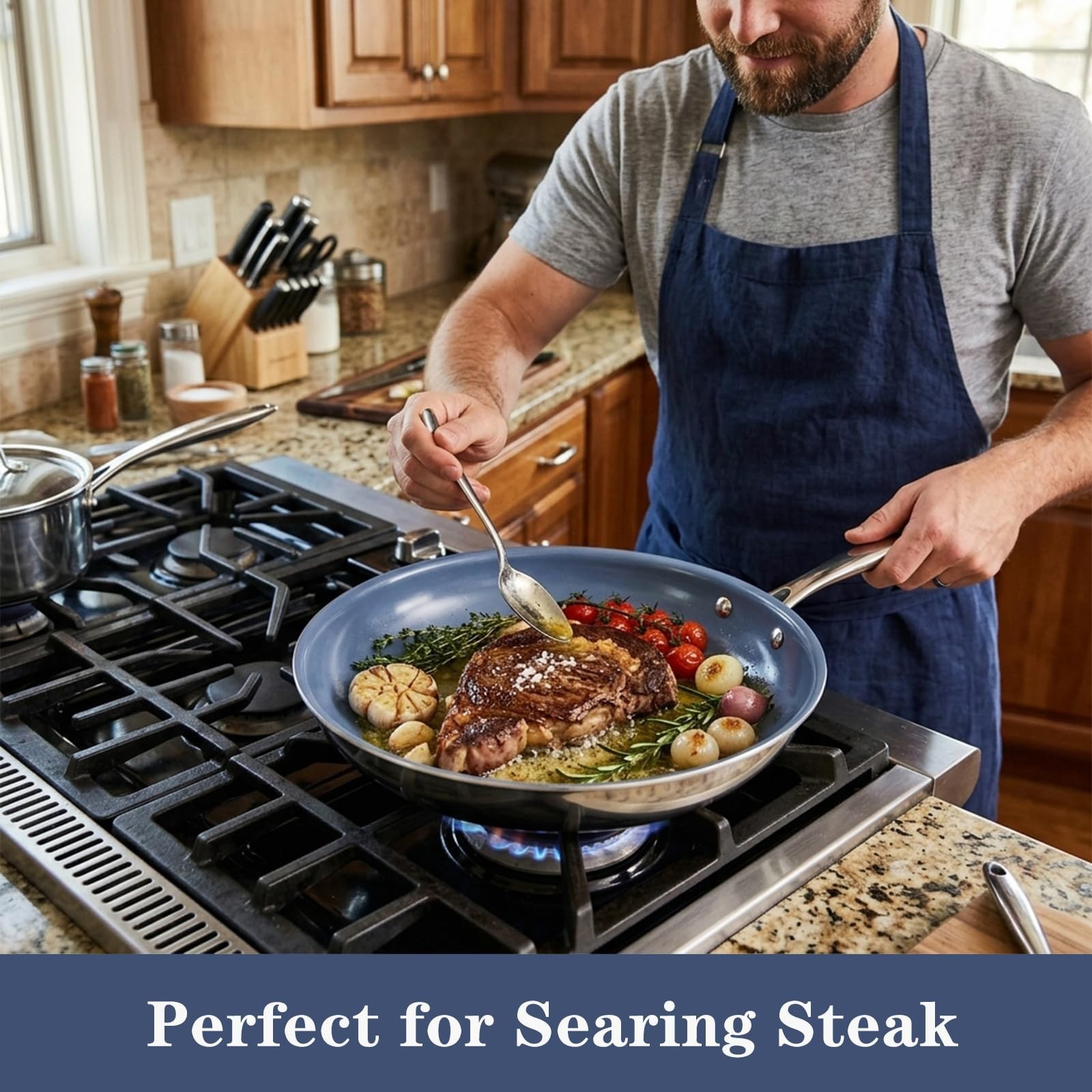 10″ Non-Stick Frying Pan with Lid – Healthy Ceramic Coating, Induction & Gas Com