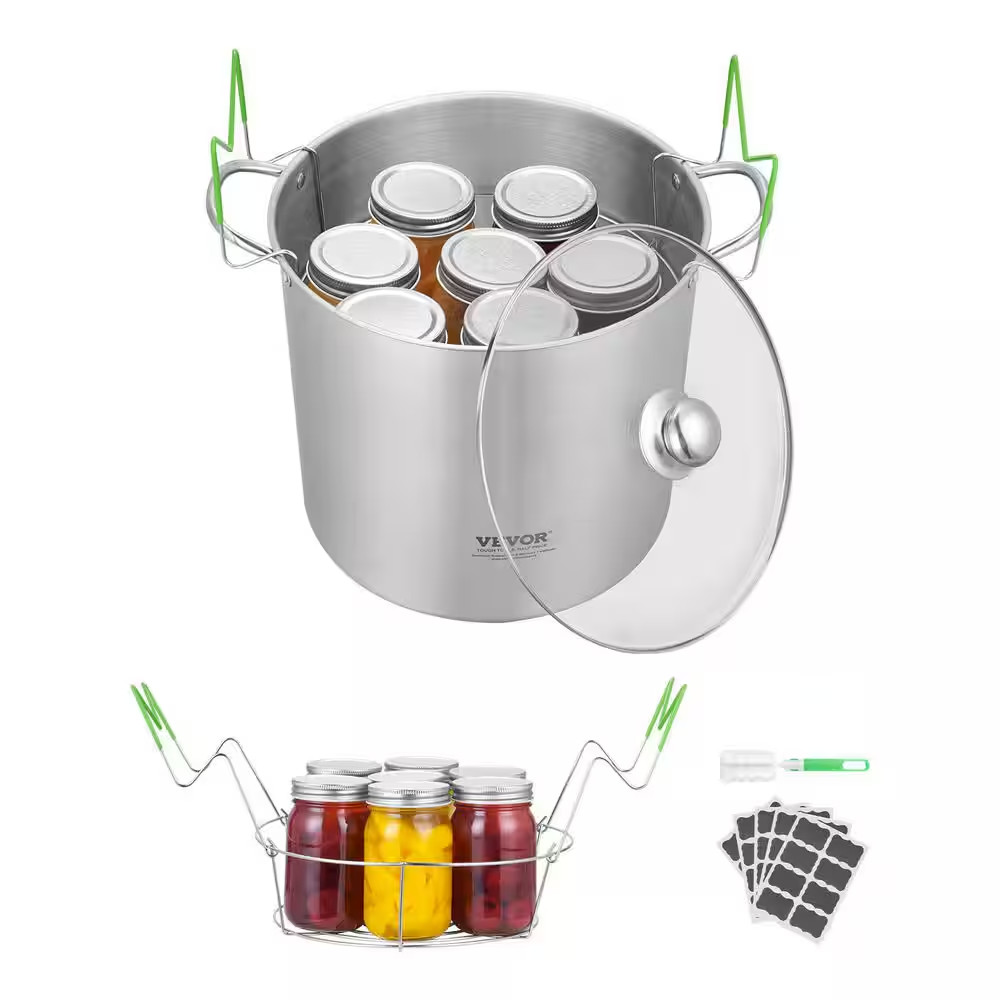21 QT. Canning Pot with Rack and Lid Stainless Steel Waterbath Canner with Dual