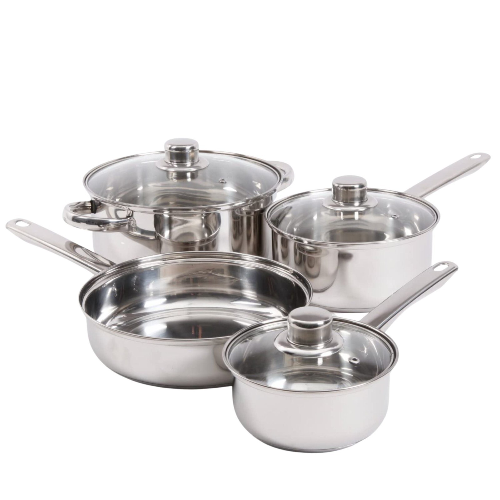 Gibson Home 7-Piece Stainless Steel Nonstick 3-Sizes Pots 9″ Pans Cookware Set,