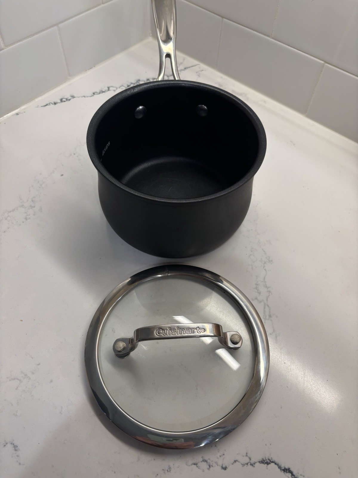 Cuisinart 1.5 Qt Matte Black Stainless Steel Sauce Pan With Glass Lid