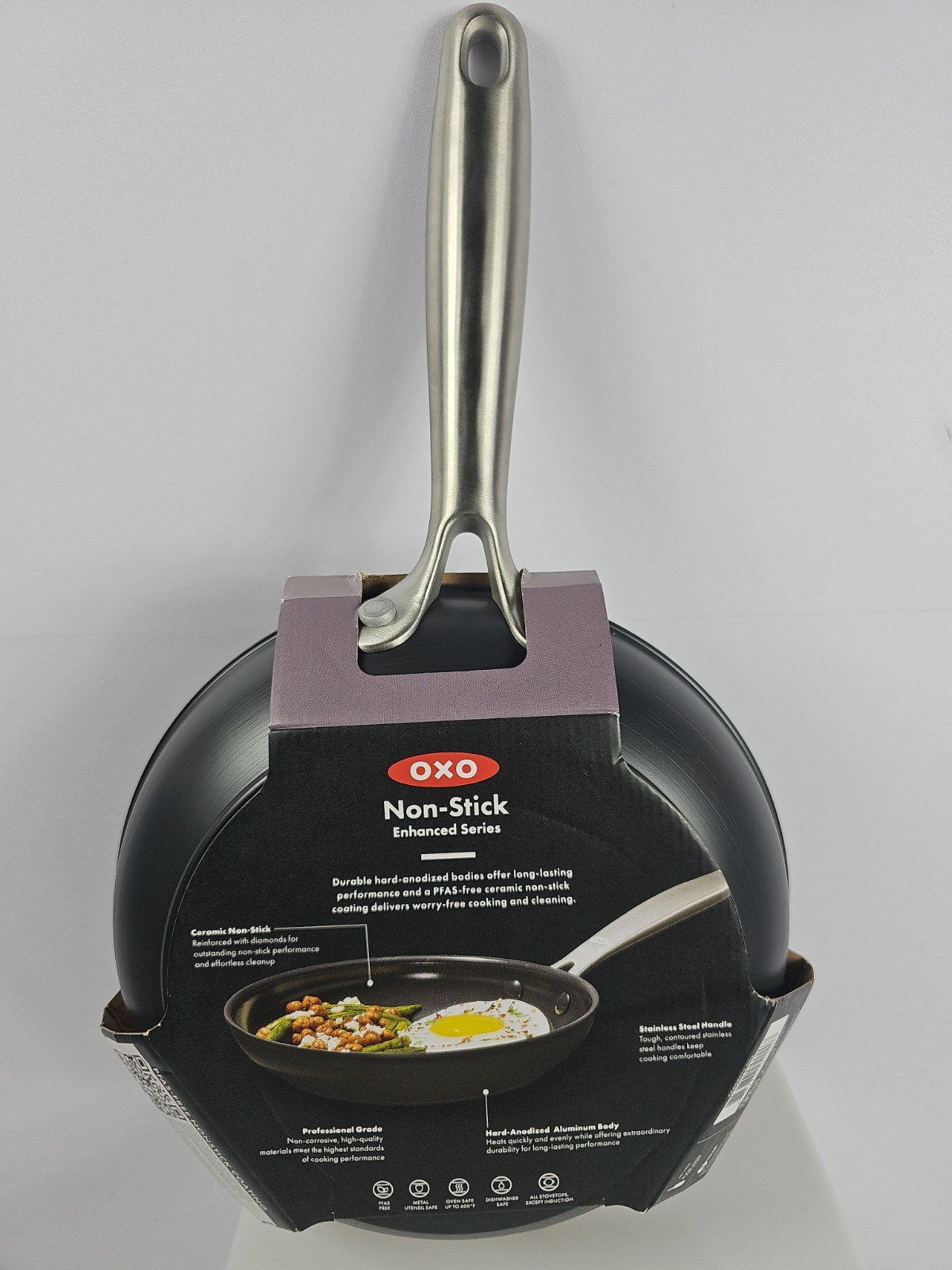 OXO Enhanced 8″ Frying Pan Skillet Diamond Reinforce PFAS-Free Ceramic Coating