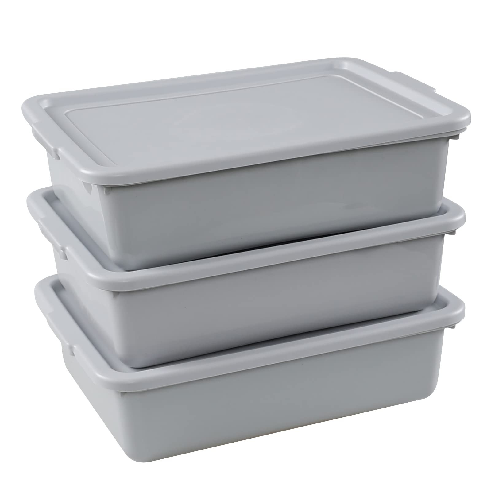 13 L Food Service Bus Tub Lid Restaurant Dish Food Grade Grey 3 PCS Tote
