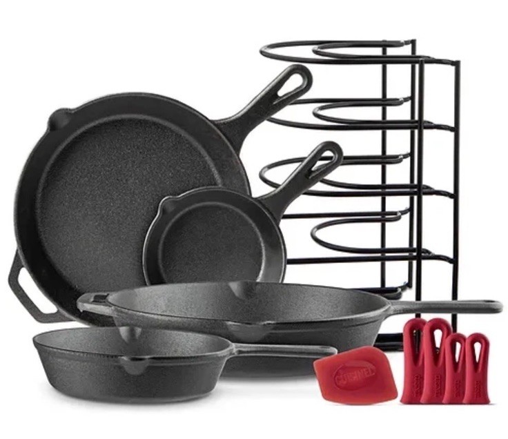 CUISINEL Chef’s Basic 5 Piece Cast Iron Set CB-503 – Black Plus Accessories NEW