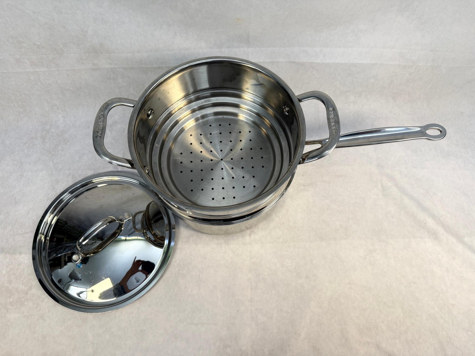 Cuisanart 3 Qt. Sauce Pan with Steamer Set – Stainless Steel Mirror Finish