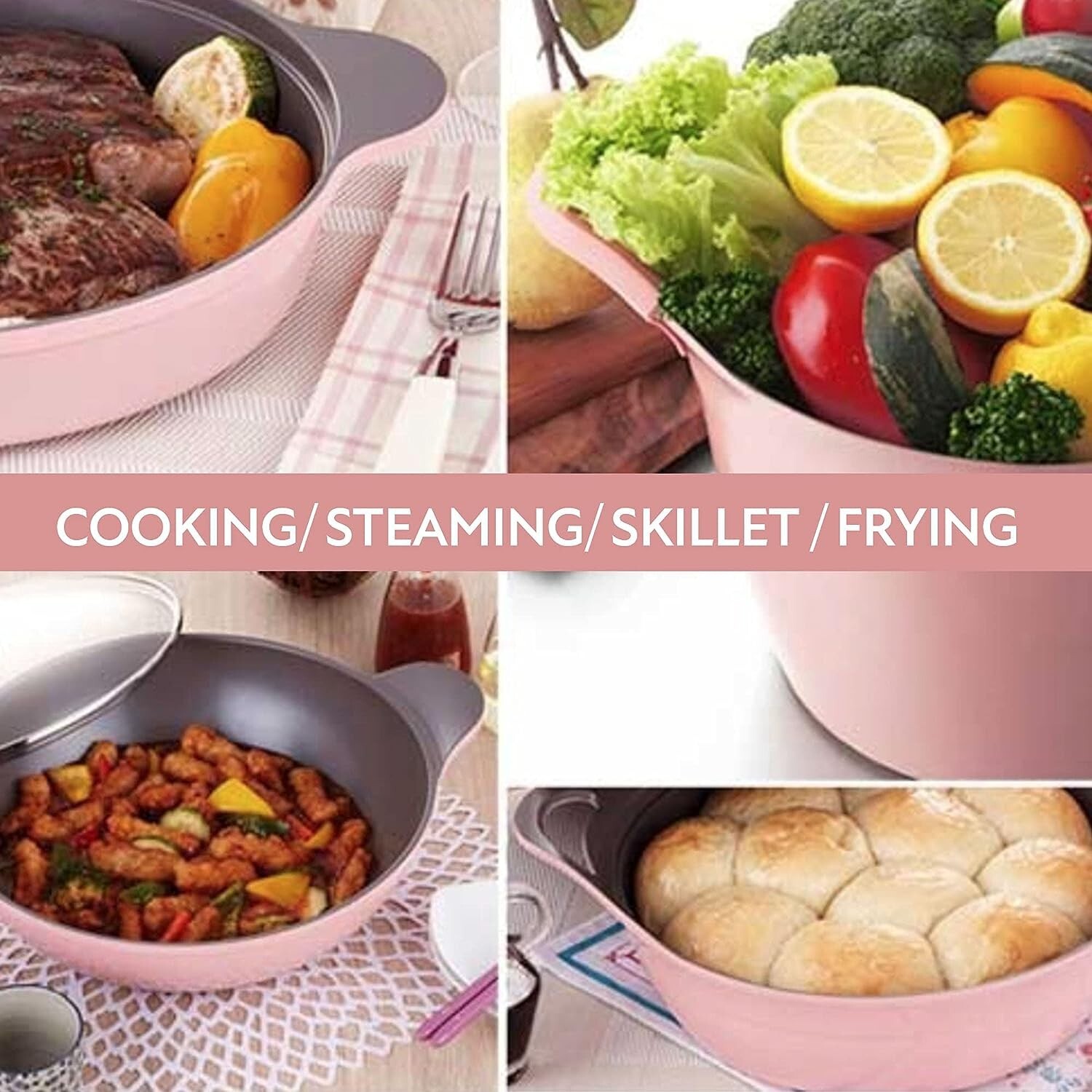 Neoflam Eela Pink 8pc Nonstick Kitchen Cookware Pot with Lid Pan, Made in Korea