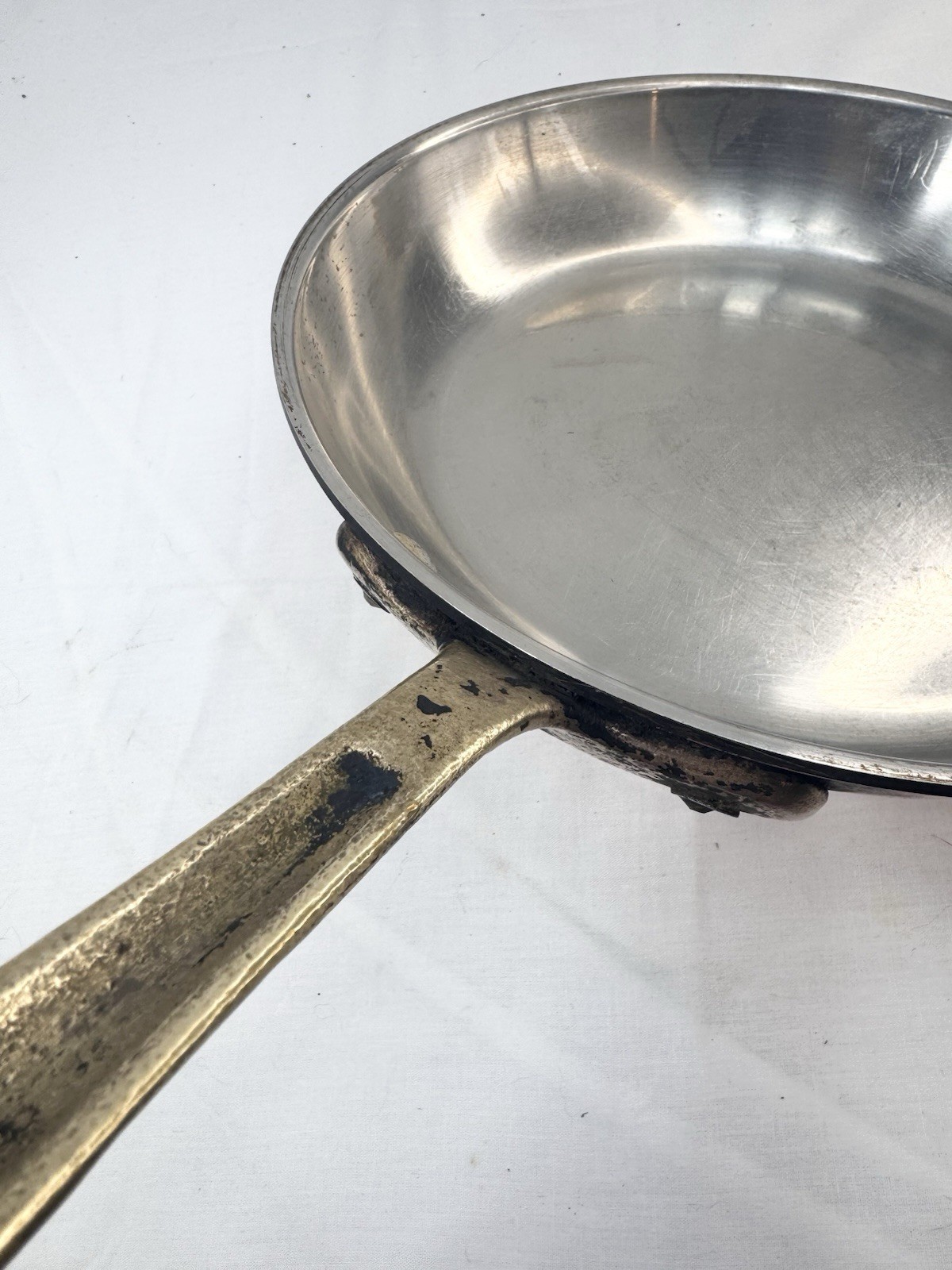 Vtg Cop R Chef 10.5″ Copper Frying Pan Skillet SS Brass USA 2″ high FreShip Read