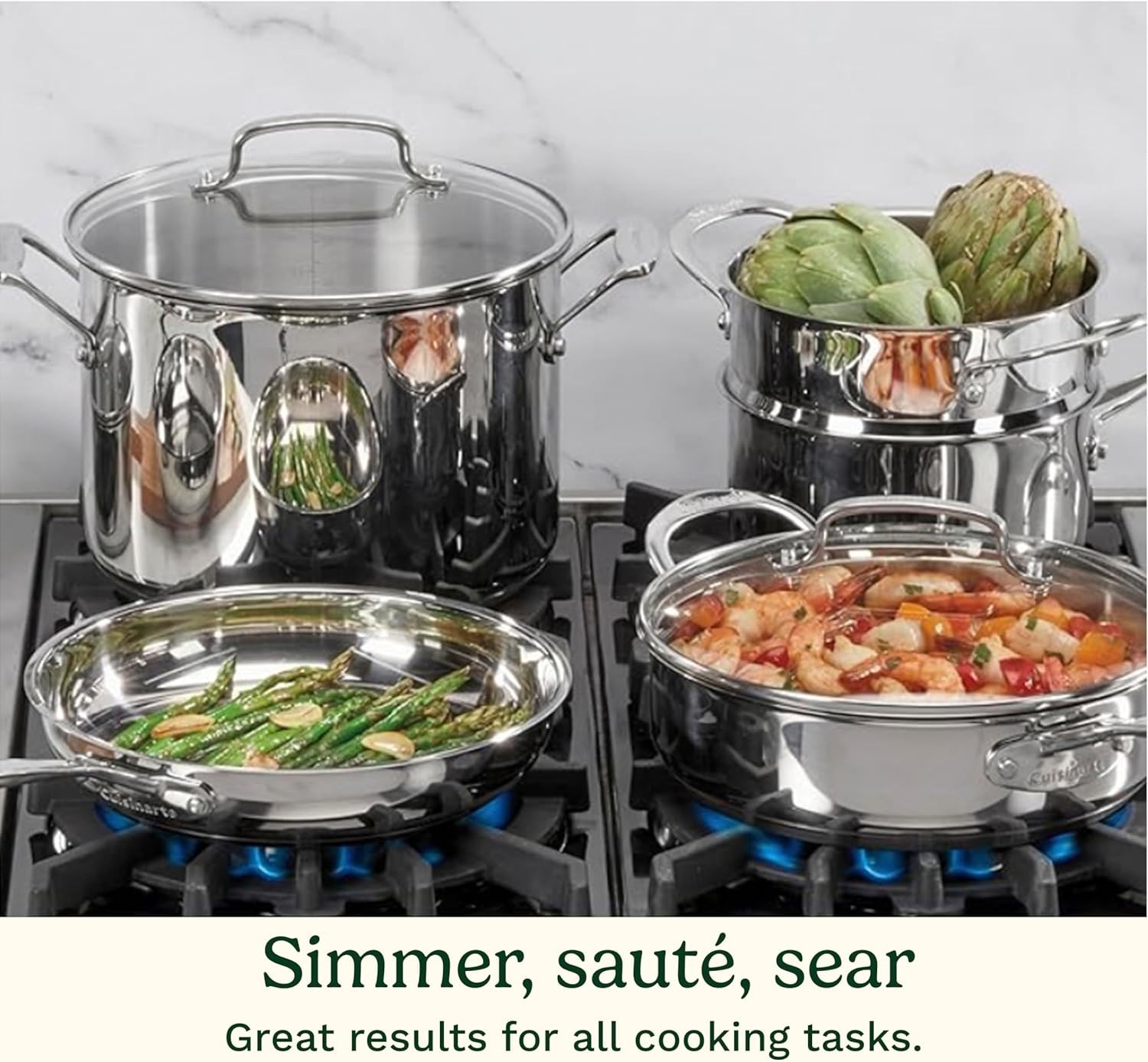 Kitchen Chef’s Classic Stainless Steel 11-Piece Pots/Pans Cookware Set Recipes..