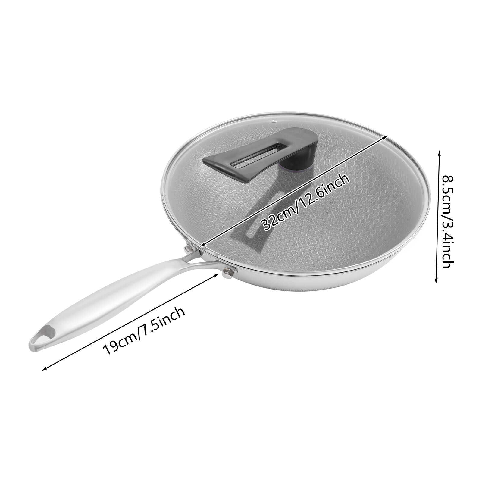 Honeycomb Wok, Stainless Steel Cooking Frying Pan, Stir-fry Pan 32*8.5cm