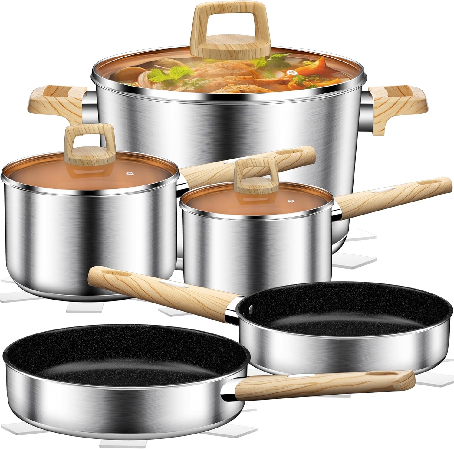 Stainl Steel Cookware Set 13PCS, Pots and Pans Set, Induct