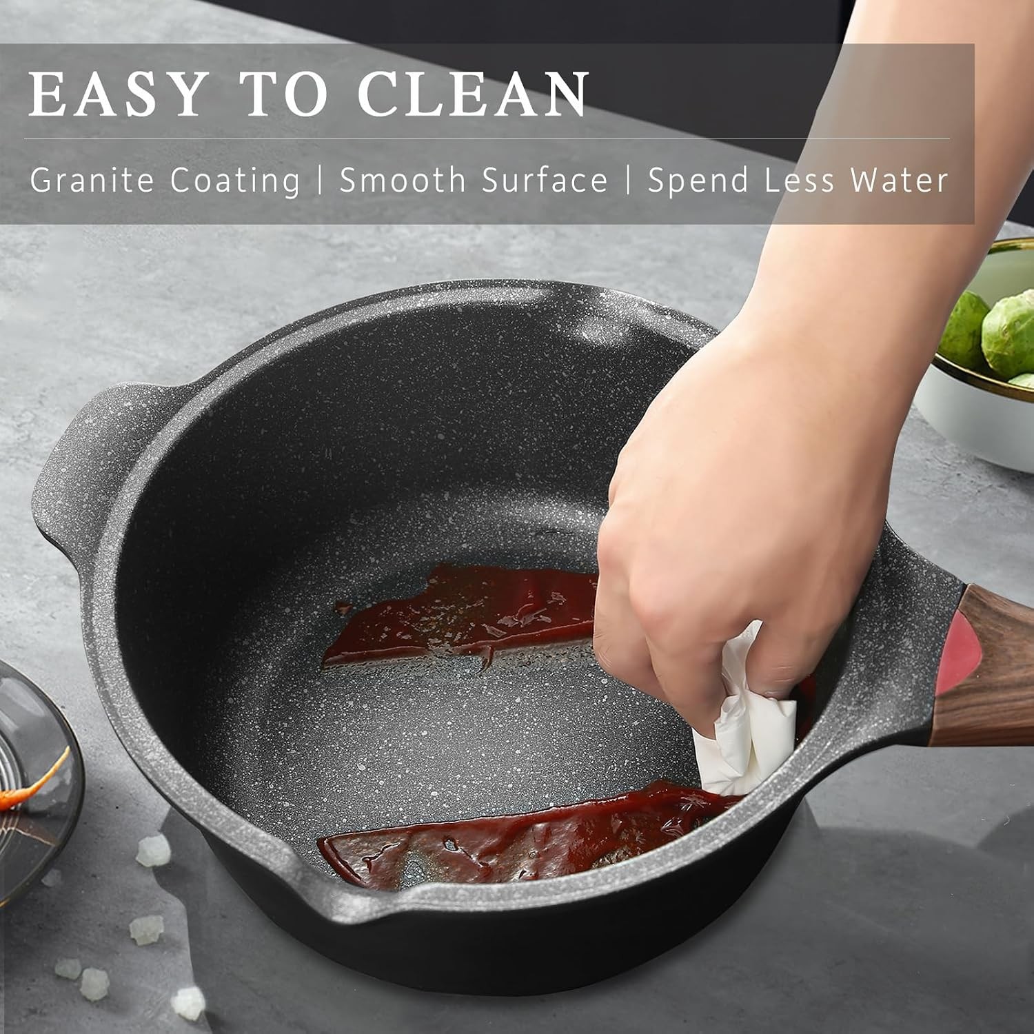 Nonstick Stockpot with Lid 4 Quart Large Saucepan Stay Cool Handle Quart