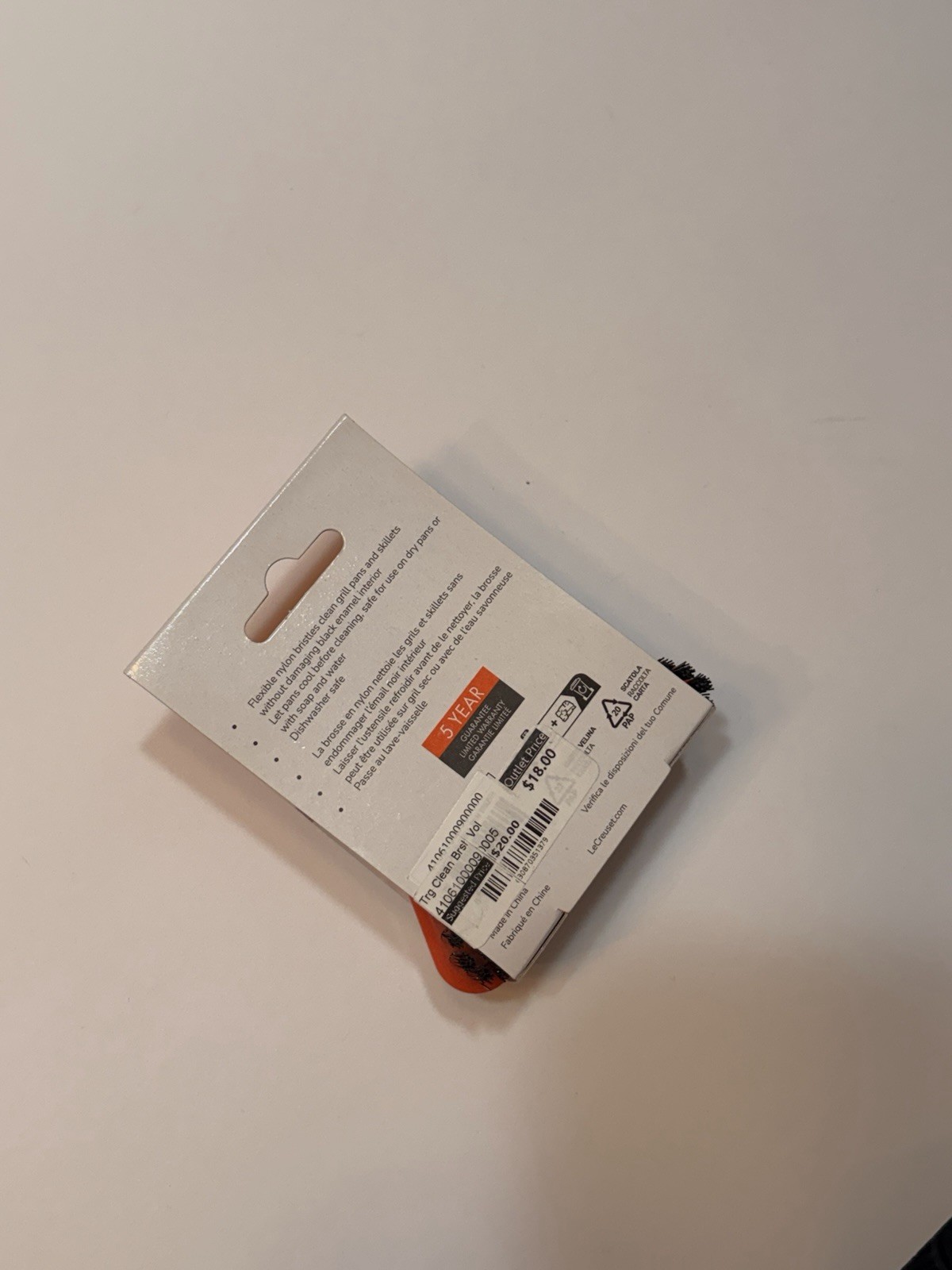 Le Creuset Cleaning Brush Orange Round Cookware Maintenance Tool