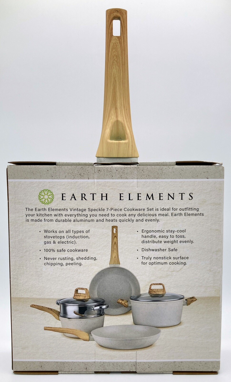 Earth Elements 9.5″ Fry Pan Non-Stick Frying Pan Cream w/ Gray Speckle EE24F01