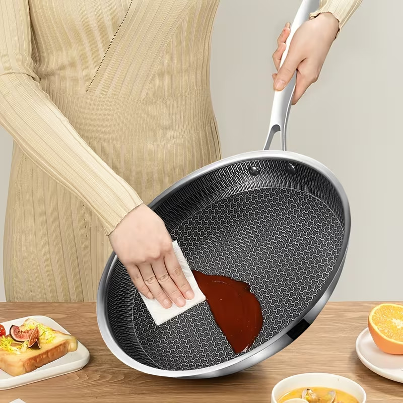 Premium Stainless Steel 304 Honeycomb Nonstick Frying Pan Set(3pc) 7.8/9.4/11 In