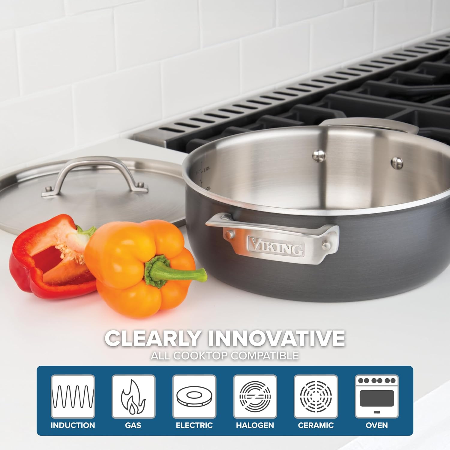 10-Piece 5-Ply Hard Anodized Cookware Set with Stainless Steel Lids