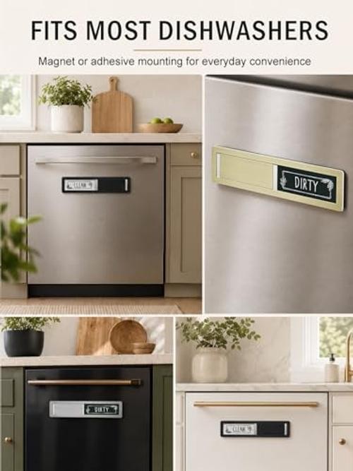 Dishwasher Magnet Clean Dirty Sign, Premium Stainless Steel, Dishwasher silver