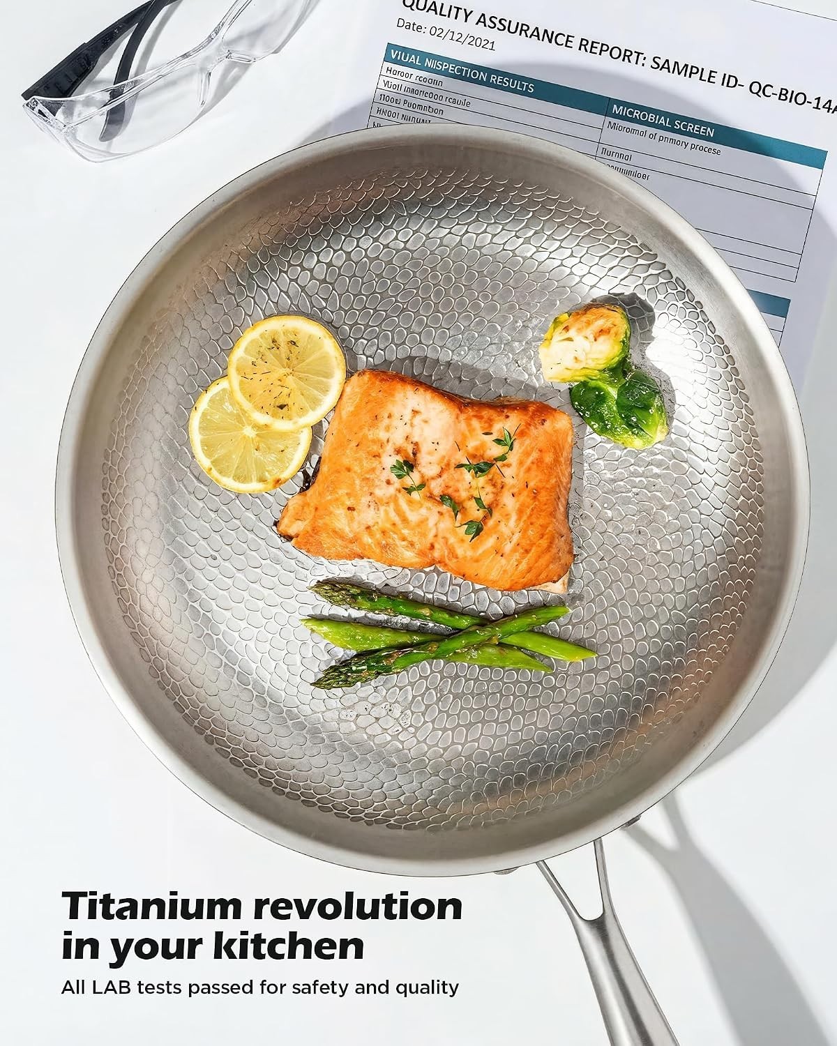 Hammered Titanium Frying Pan Set (10″ & 12″) – Oven Safe up to 1000°F