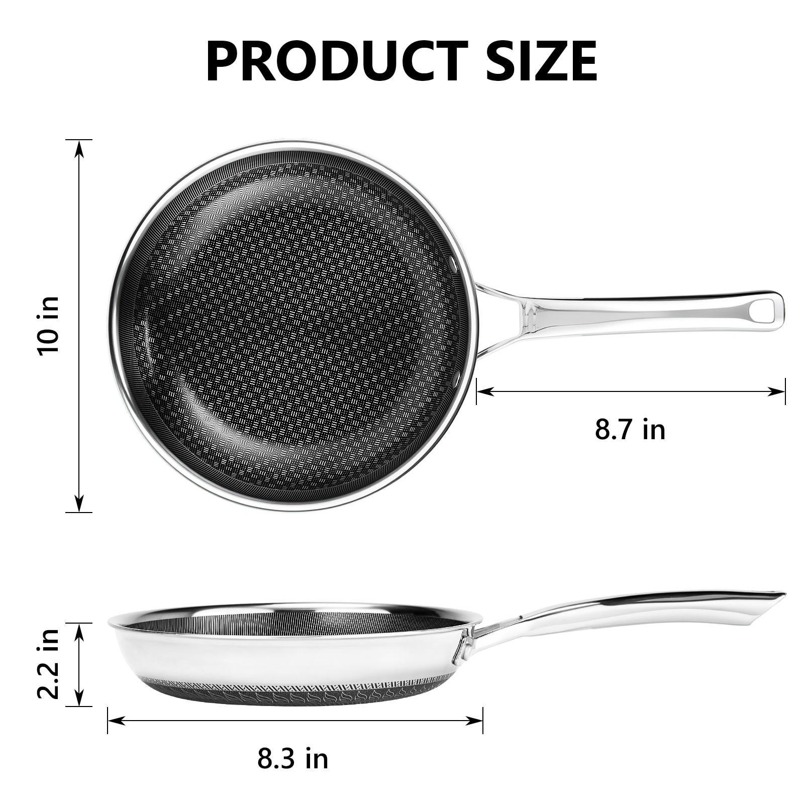 Nonstick Frying Pan for Gas Electric Ceramic and Induction Cooktops for Cooking