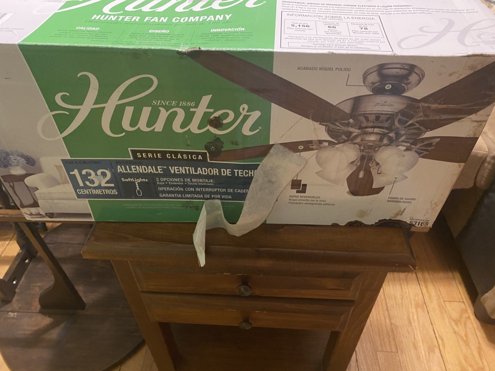 Pots and pans wrapped inside box