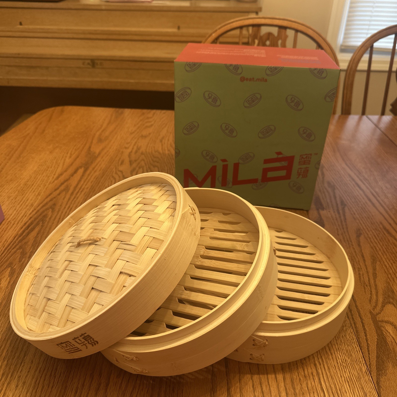 MILA 2-Tiered Bamboo Steamer Basket w/ Lid BRAND NEW