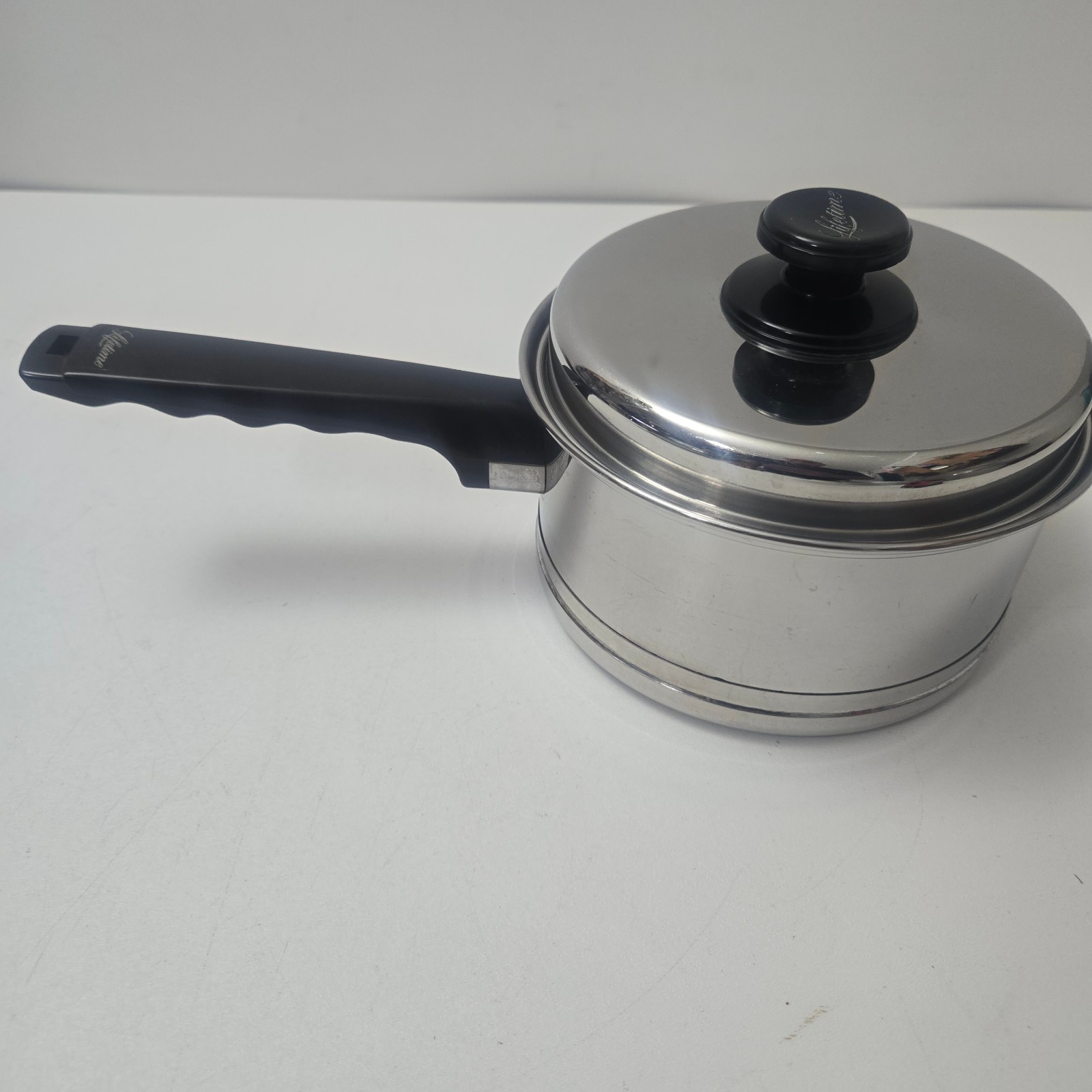Vintage Lifetime 2 Qt Saucepan with Lid Stainless Steel 18-8 USA Heavy Pan