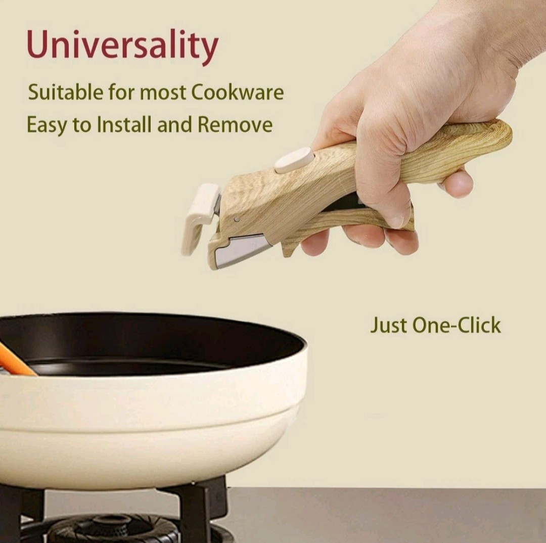 New Removable Handle Wood-Like, Detachable Handle for Pots and Pans 2pk