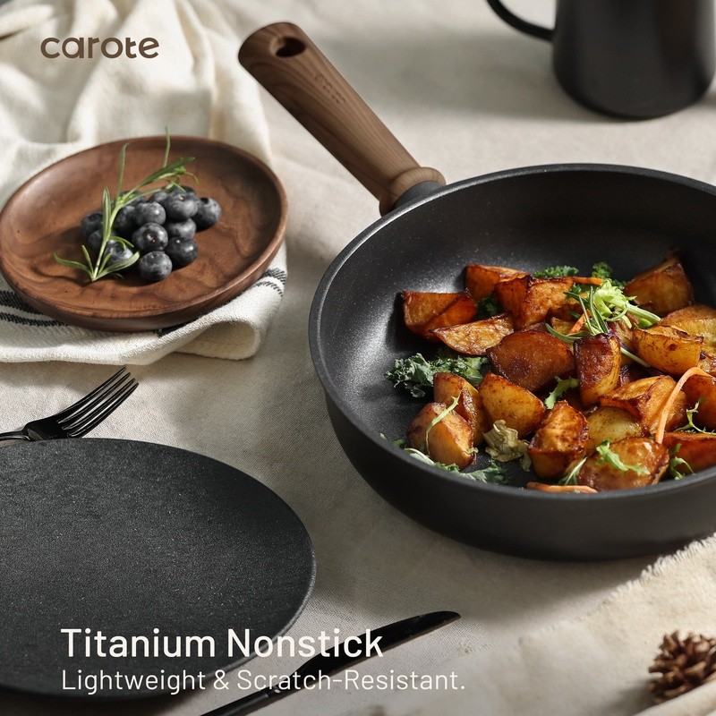 Nonstick Titanium Skillet Frying Pan Die-Cast Aluminum Induction Cookware New