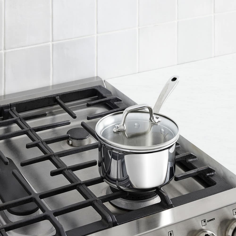 All-clad D3 Stainless Steel Everyday 3-ply Bonded 1.5-qt Sauce Pan w/ Glass lid
