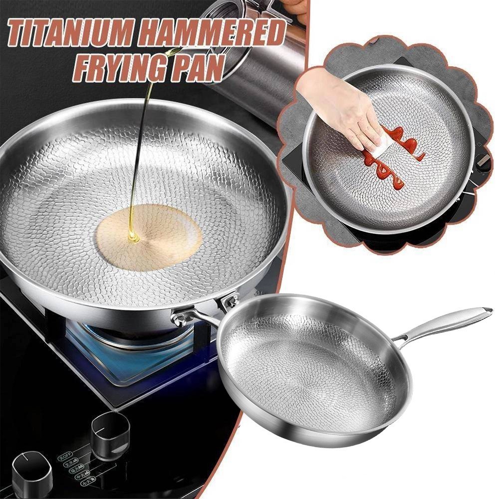 New Pure Titanium Pan, 100% Titanium Pans for Cooking Non Stick, Stainless Steel