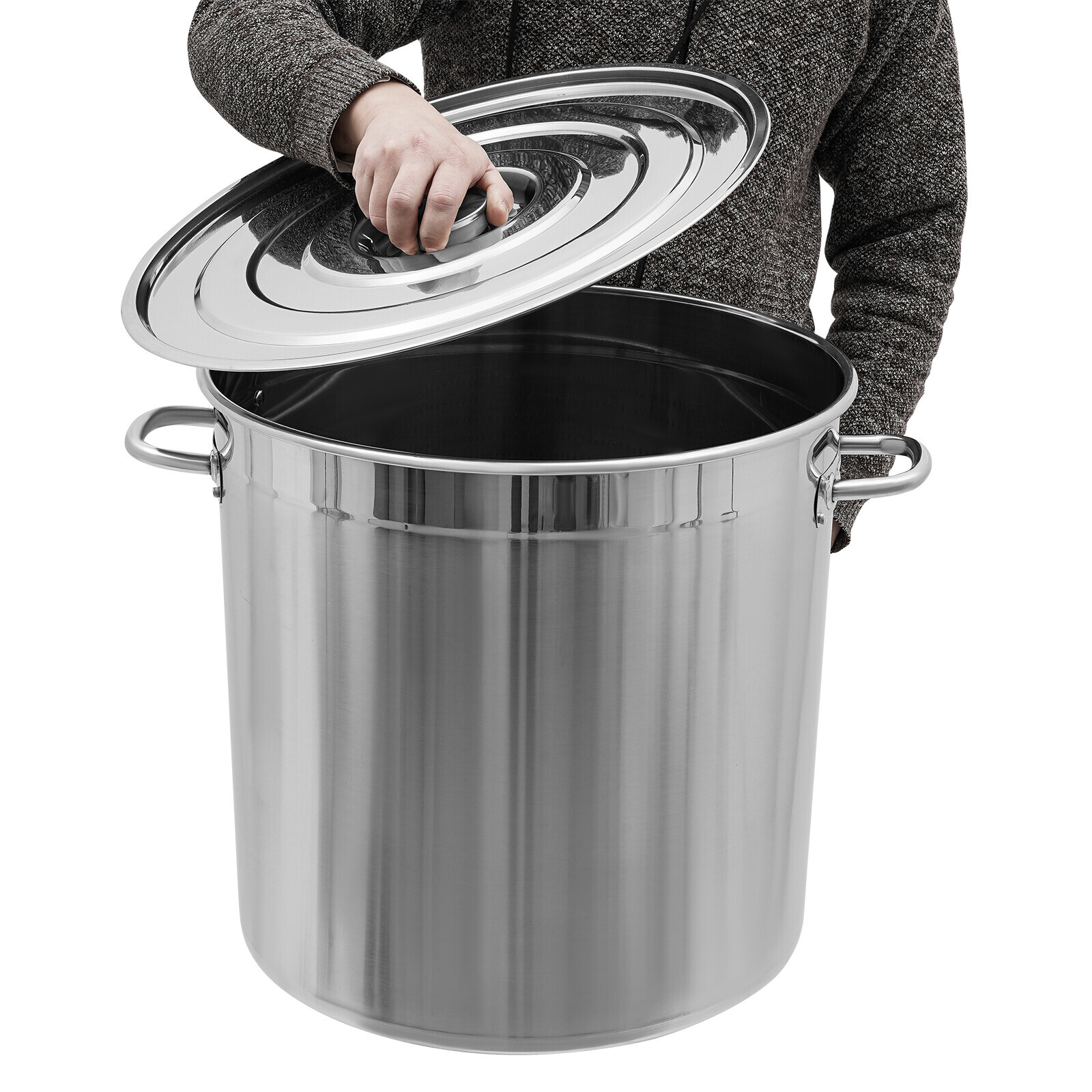 78 QT Stainless Steel Seafood Boil Pot With Basket Heavy Duty Cooking Pot W/ Lid
