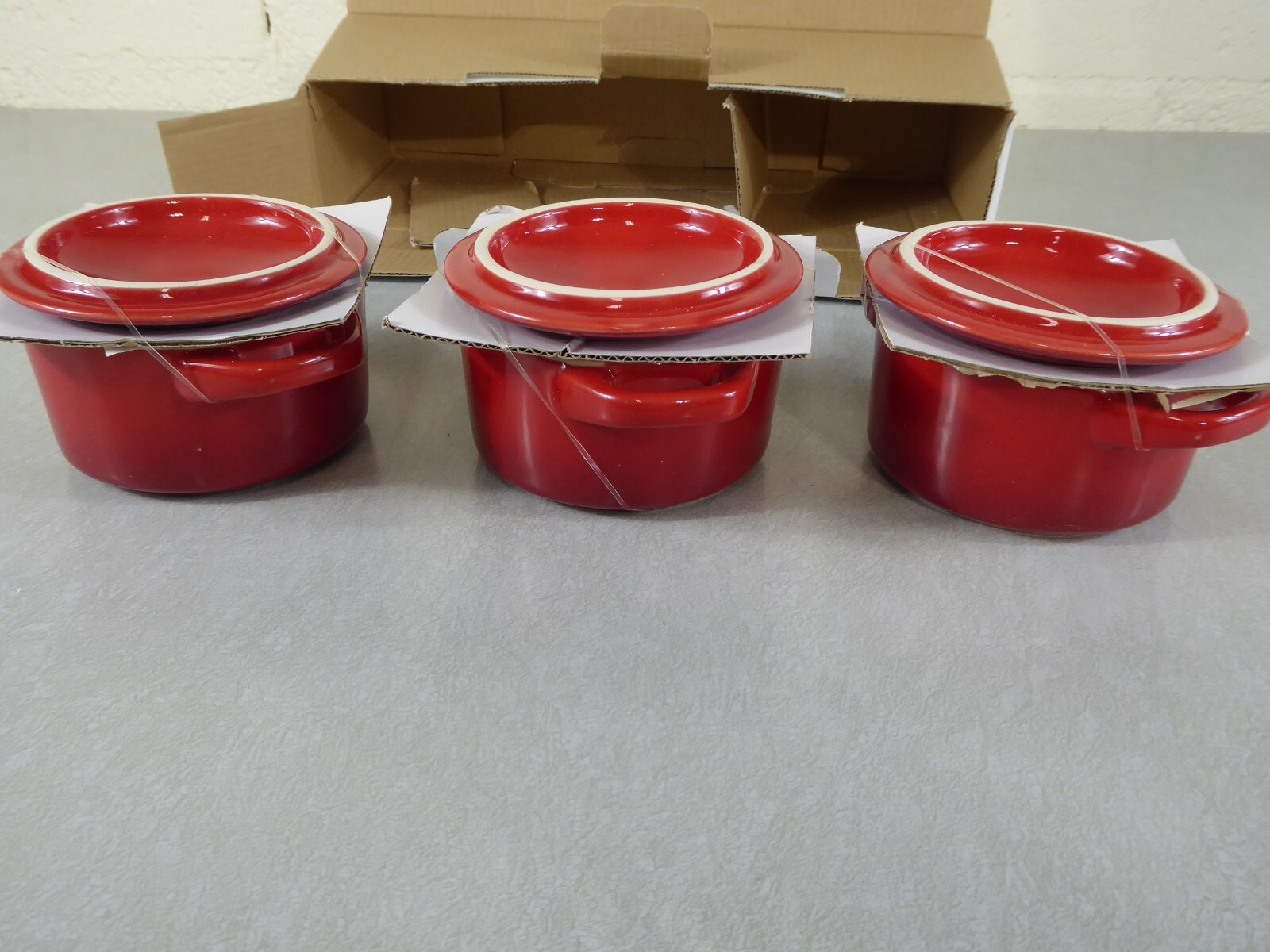 Parini Stoneware Mini Casserole Mac & Cheese Dishes W/Lids NEW 