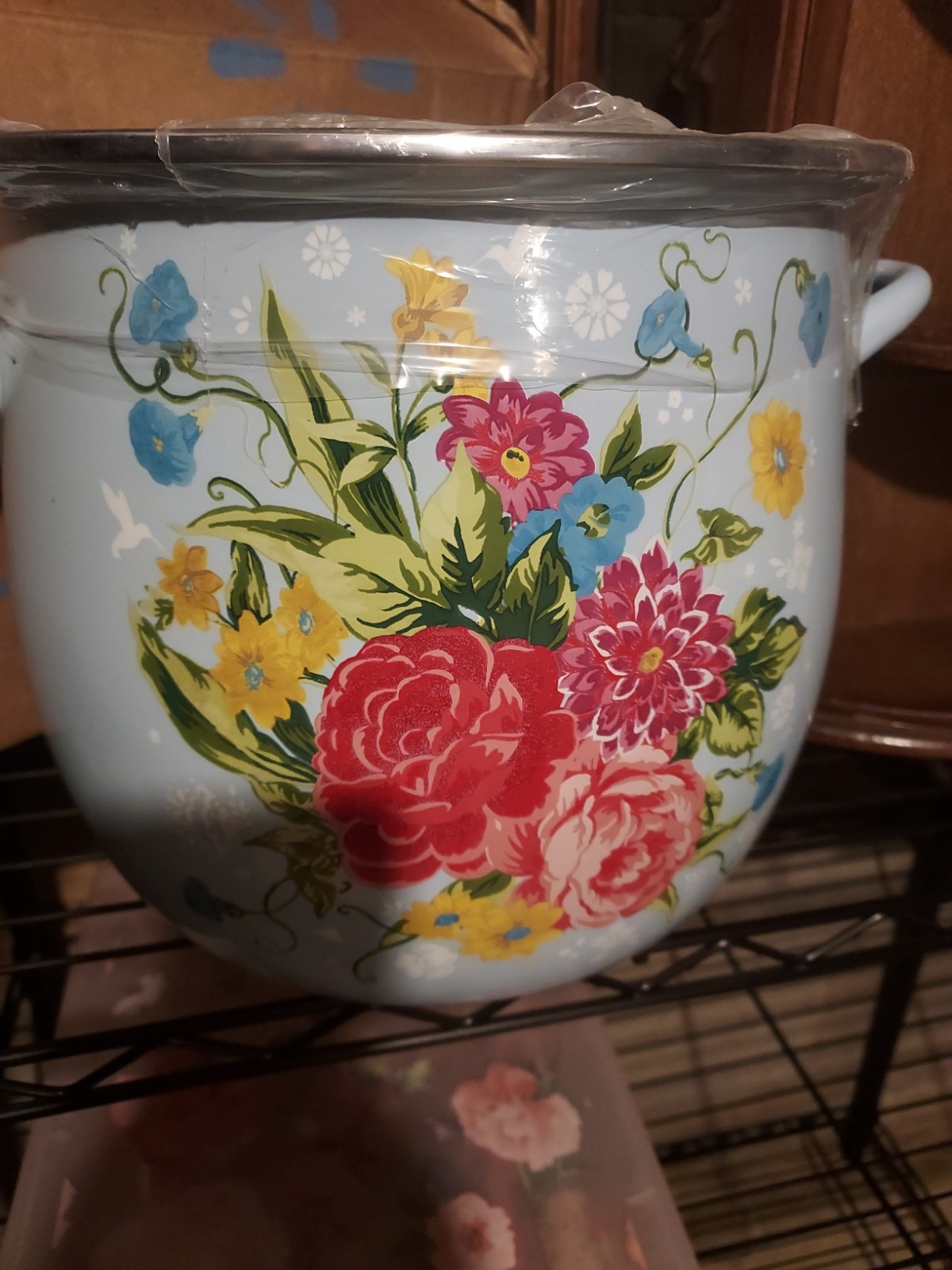Pioneer Woman Sweet Rose 12-Quart Enamel/Steel Stock Pot Sweet Rose