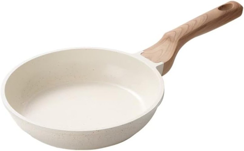 8-Inch White Induction Nonstick Skillet – Perfect for Healthy Cooking Adventures