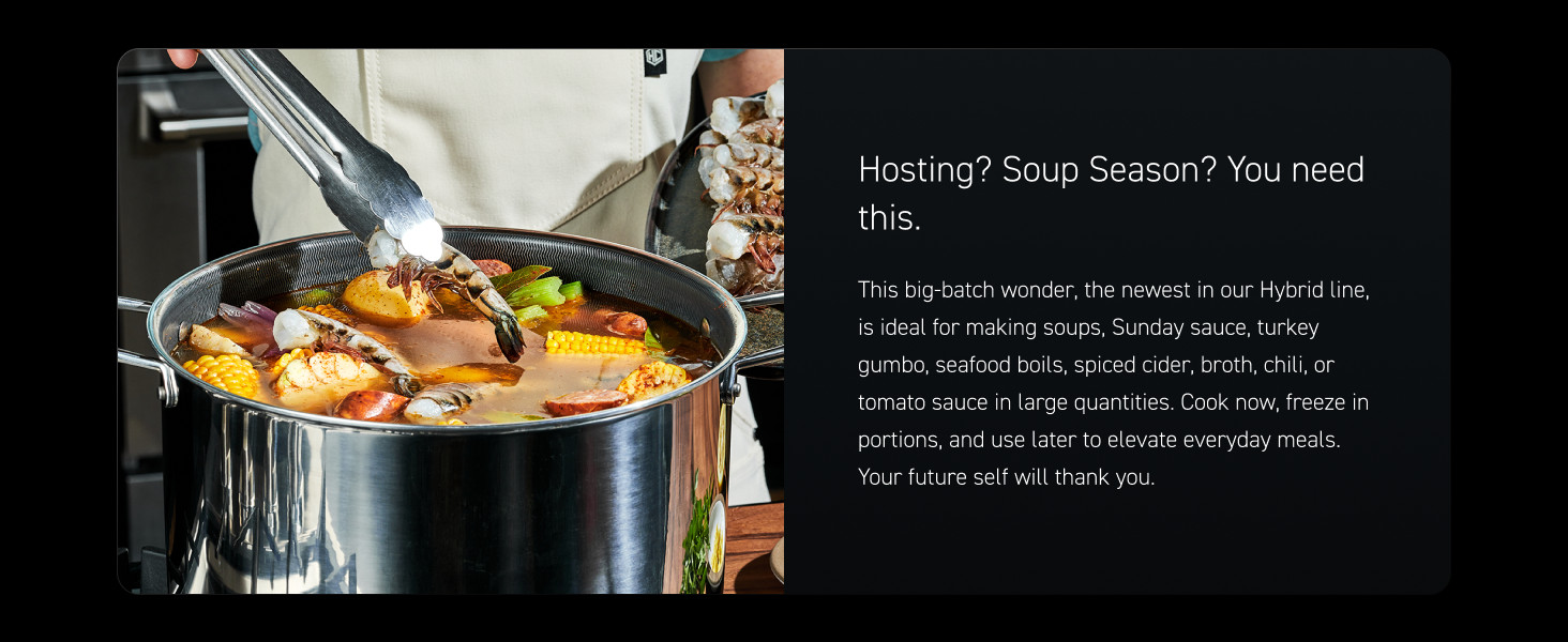 12 Quart Hybrid Nonstick Stock Pot with Lid, Dishwasher Safe, Induction Ready,