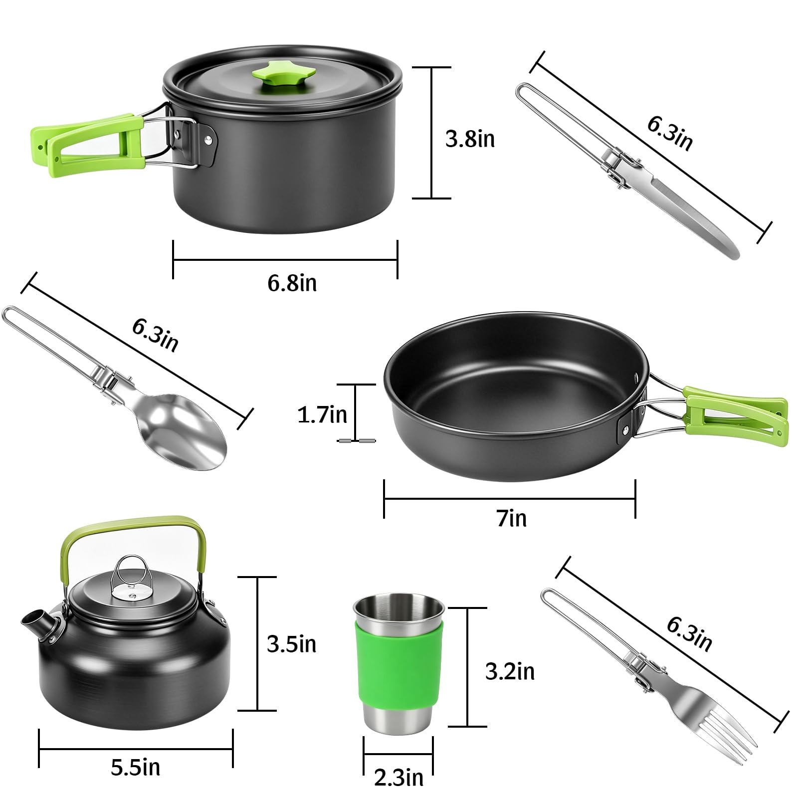 14pcs Camping Cookware Camping Pots and Pans Set with Stainless Steel Cups Pl…