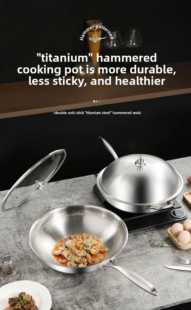 New Pure Titanium Pan, 100% Titanium Pans for Cooking Non Stick, Stainless Steel