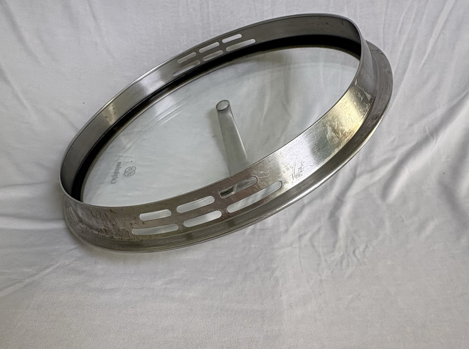 Calphalon Straining Lid 8.5 Inches Strain and Pour Stainless Steel and Glass