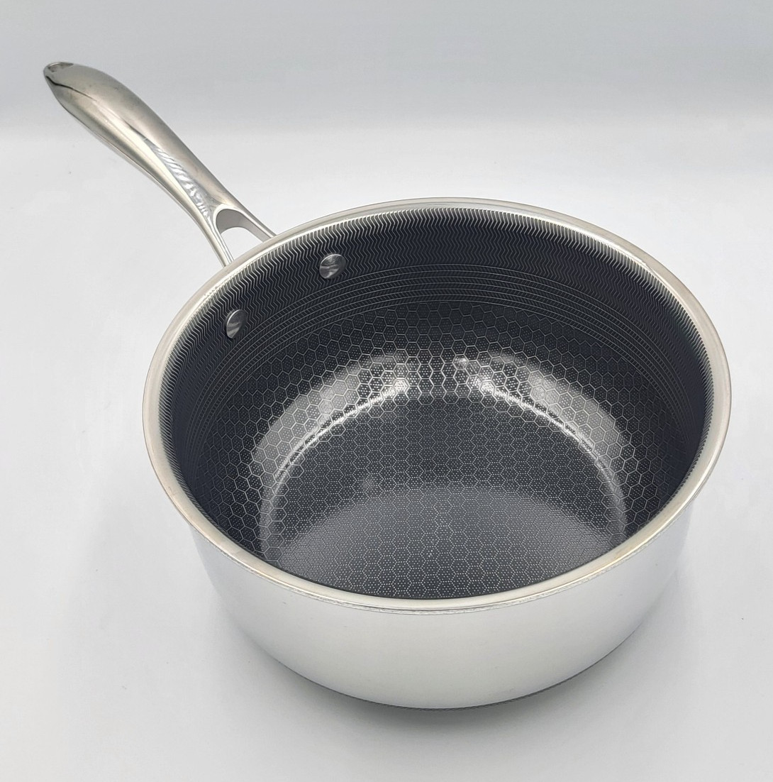 Hexclad Hybrid Non Stick Pot Stainless Steel Saucepan 3-Quart – With Lid