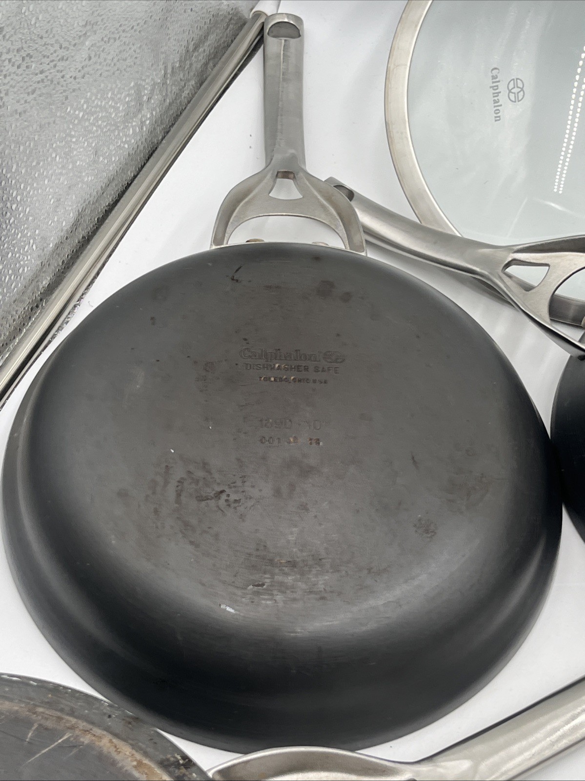 10-Piece Calphalon Hard Anodized Non-Stick Pots & Pans W/ Lids Set Used See Pics