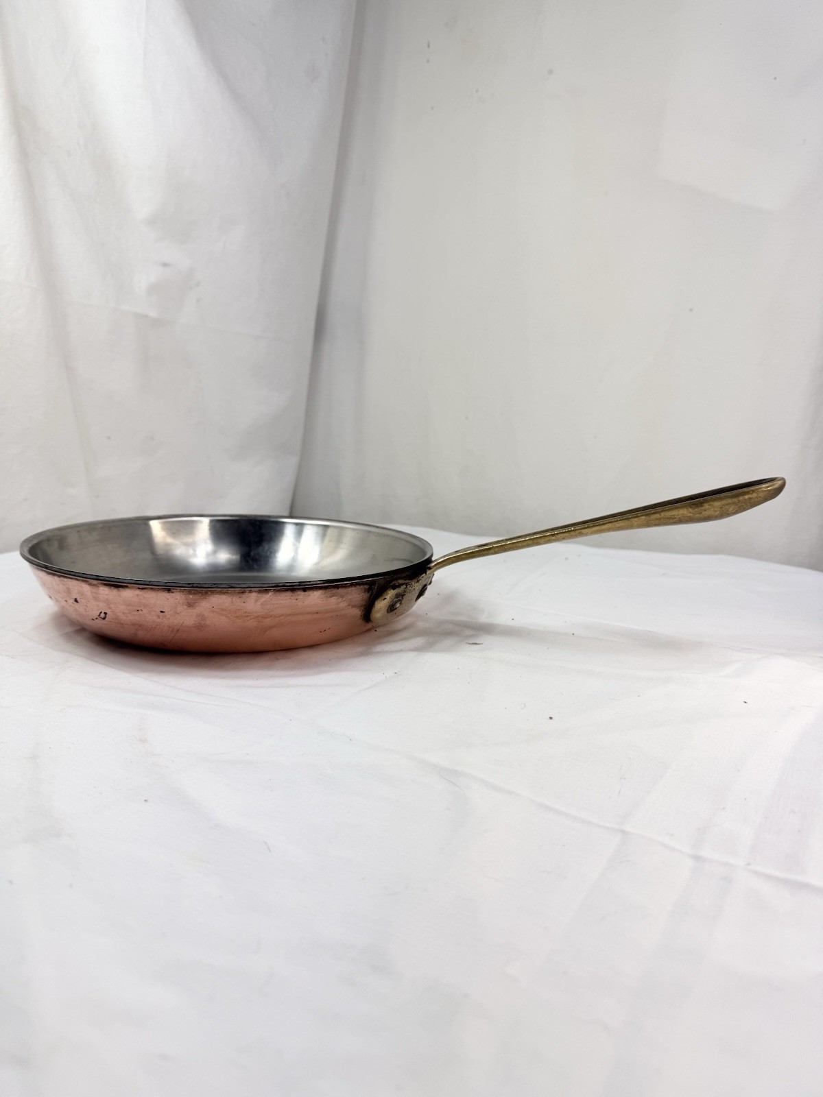 Vtg Cop R Chef 10.5″ Copper Frying Pan Skillet SS Brass USA 2″ high FreShip Read