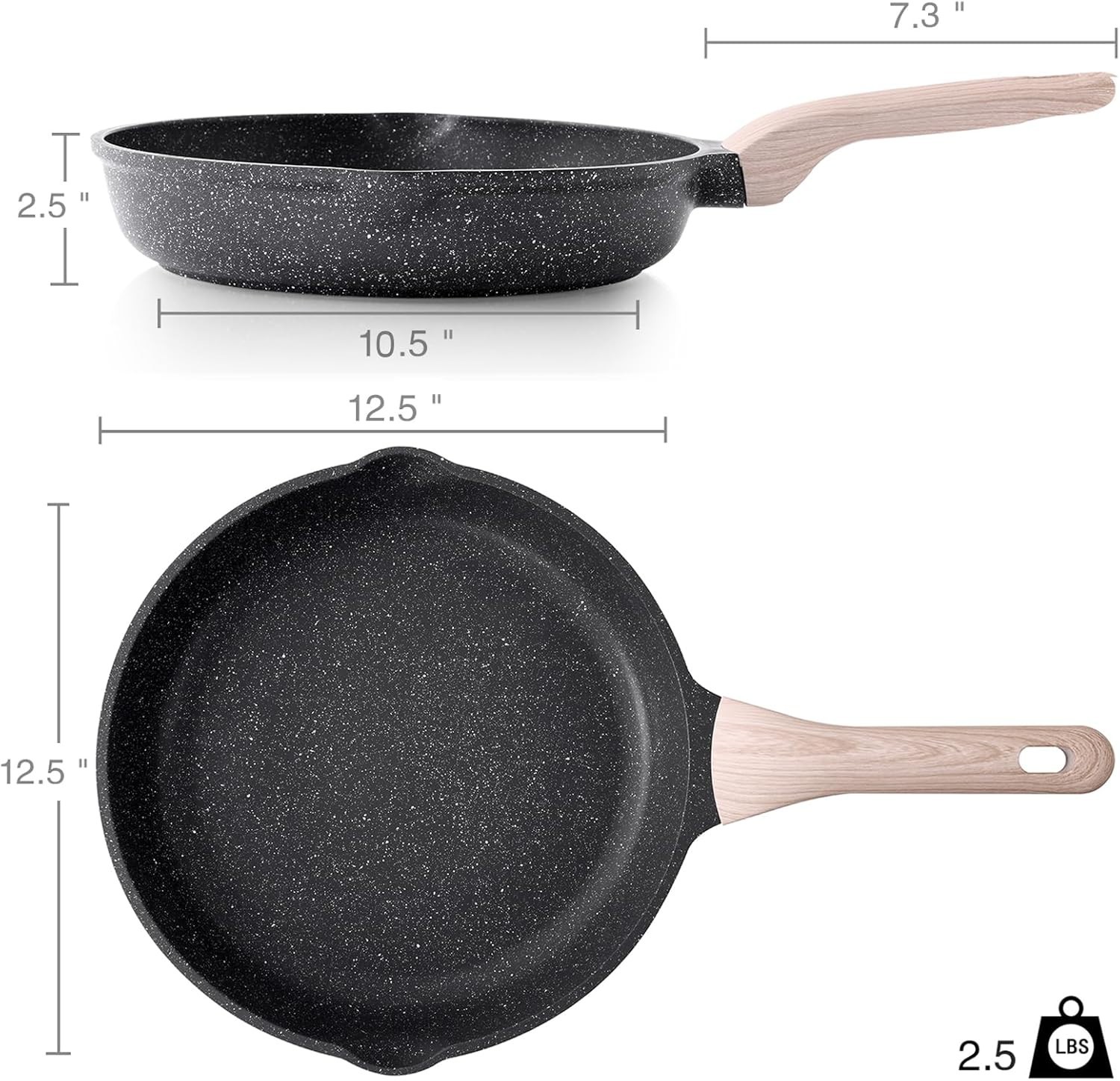 Granite Nonstick Skillet 12.5 Inch – Versatile Induction-Compatible Cooking Pan